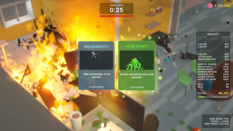 The card pick in a room on fire: Antigravity or Acid Vomit